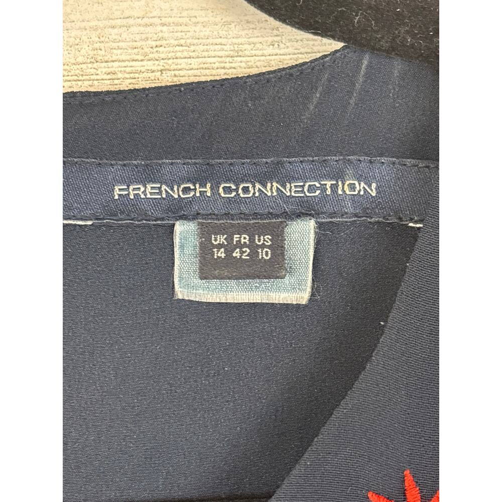 French Connection Womens 10 Navy Blue Floral Embroidered Boho Mini Dress - Picture 4 of 6